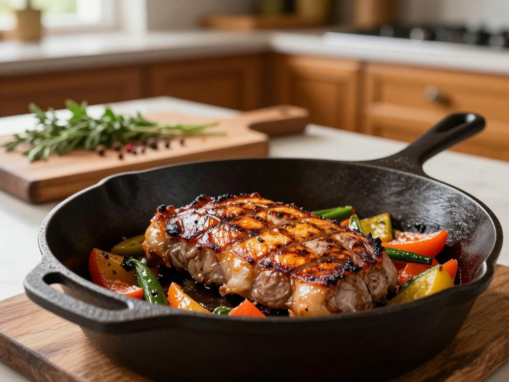 Gusseiserne Pfanne für perfekte Kruste Gusseiserne Pfanne für perfekte Kruste