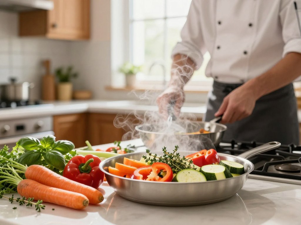 Gemüse dünsten mit frischen Kräutern Gemüse dünsten mit frischen Kräutern
