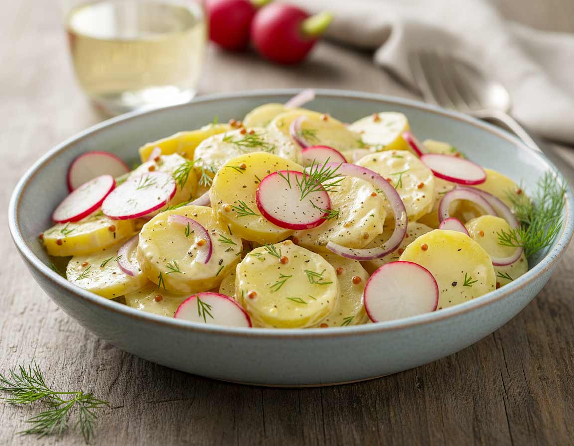 Kartoffelsalat mit Radieschen und Dill