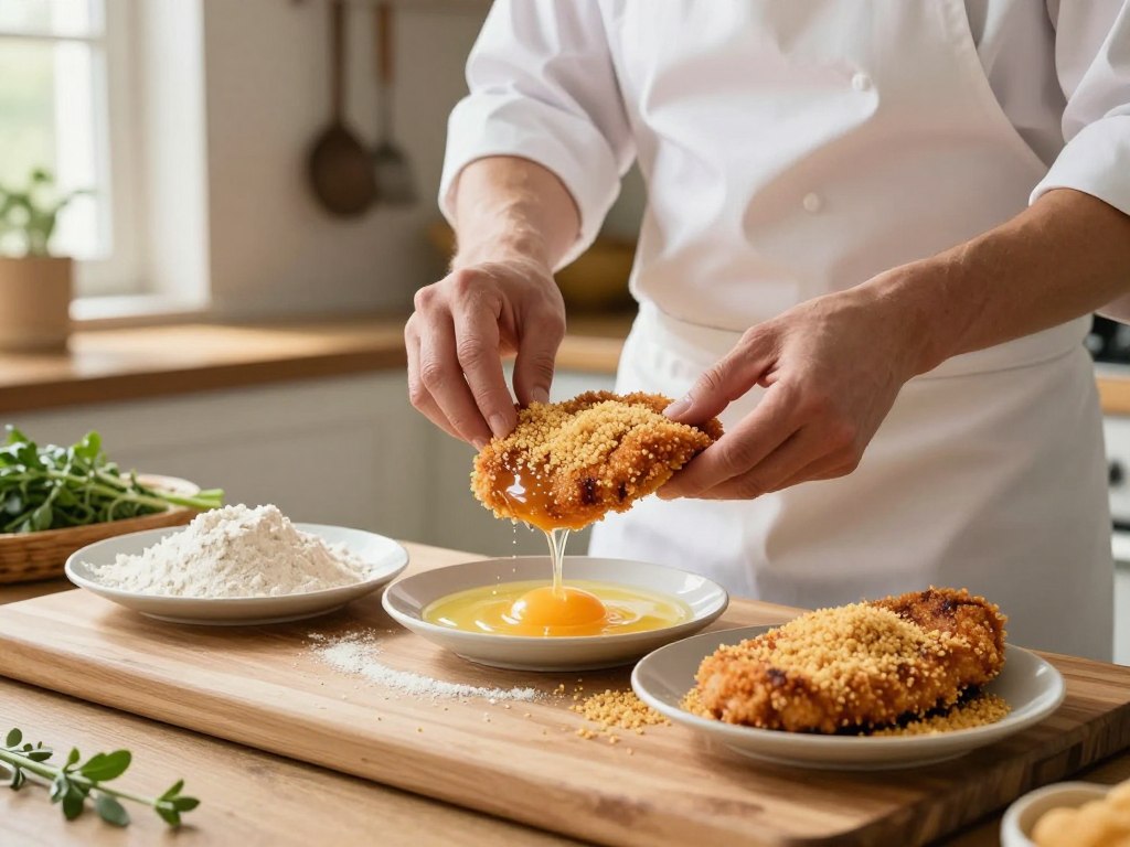 Schnitzel panieren Schritt für Schritt