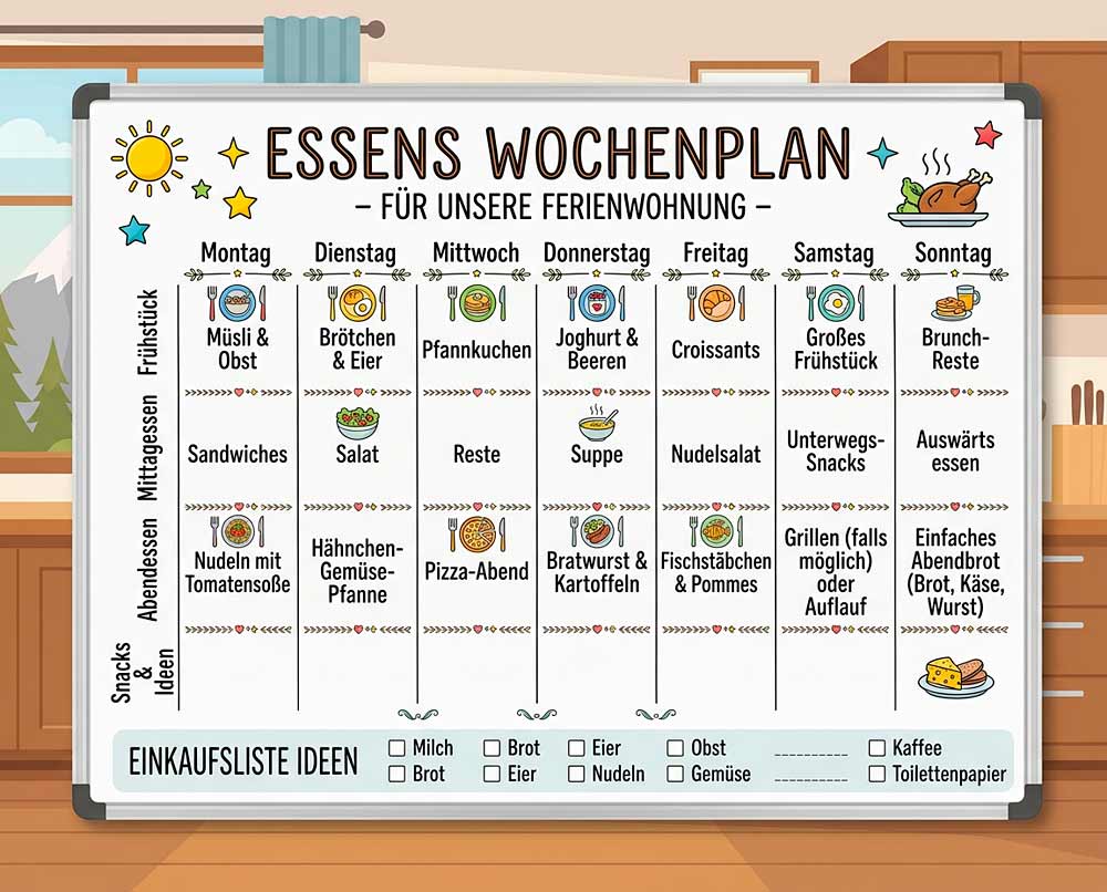 Du betrachtest gerade Essens Wochenplan für die Ferienwohnung
