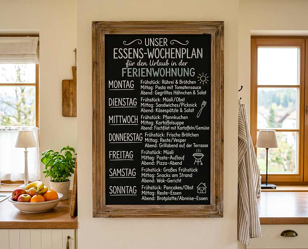 Der Essen Wochenplan für das Ferienhaus 